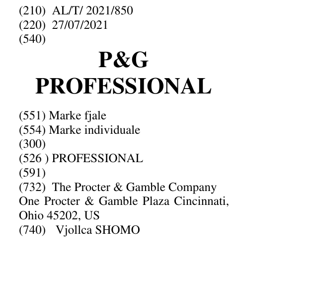 Zëri i markës P&G PROFESSIONAL në buletin