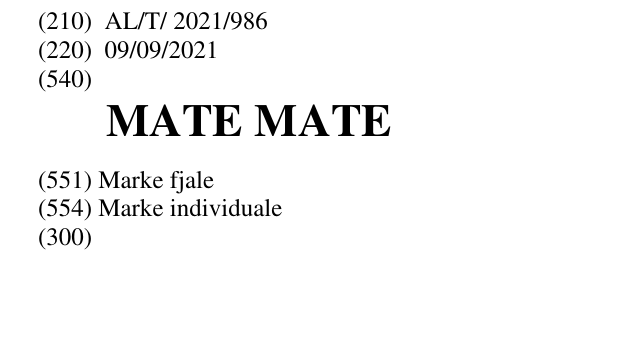 Zëri i markës MATE MATE në buletin