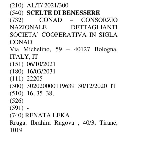Zëri i markës SCELTE DI BENESSERE në buletin