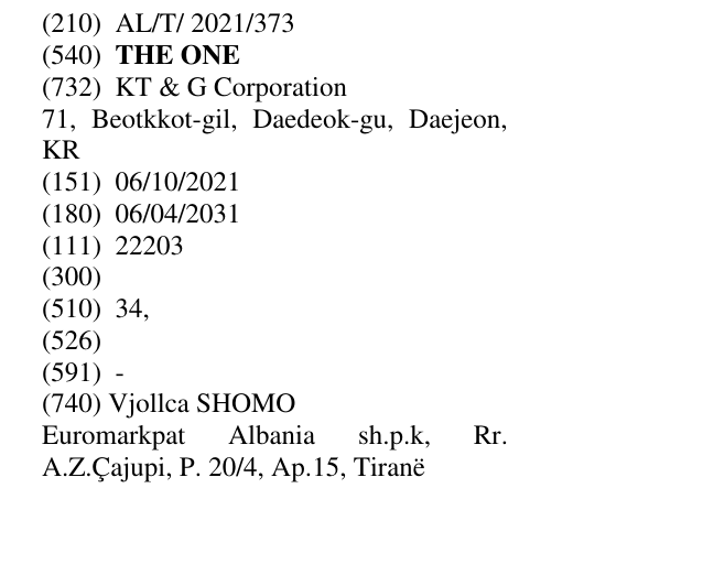 Zëri i markës THE ONE në buletin