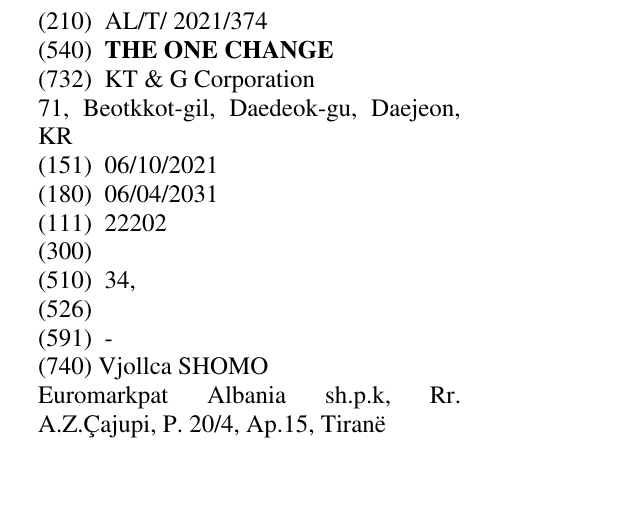 Zëri i markës THE ONE CHANGE në buletin