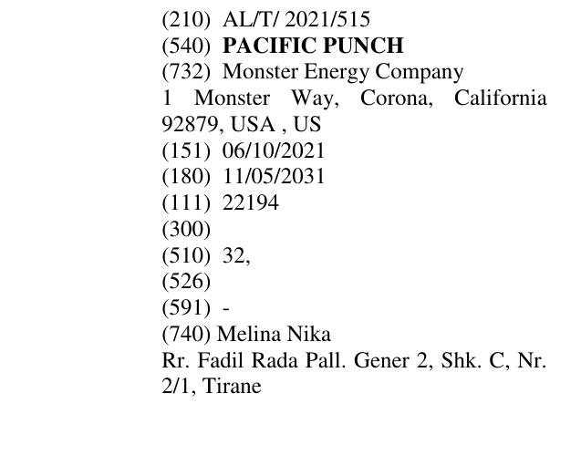 Zëri i markës PACIFIC PUNCH në buletin
