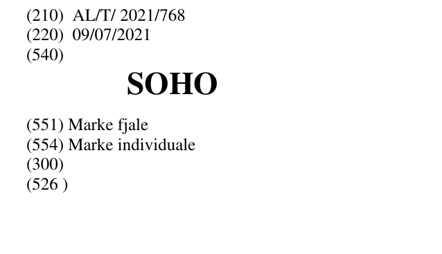 Zëri i markës SOHO në buletin