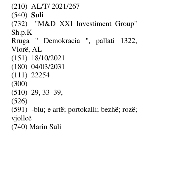 Zëri i markës Suli në buletin