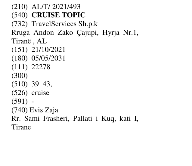 Zëri i markës CRUISE TOPIC në buletin