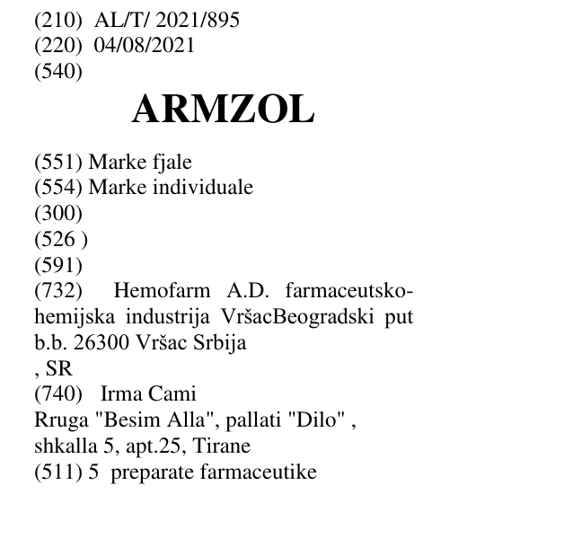Zëri i markës ARMZOL në buletin