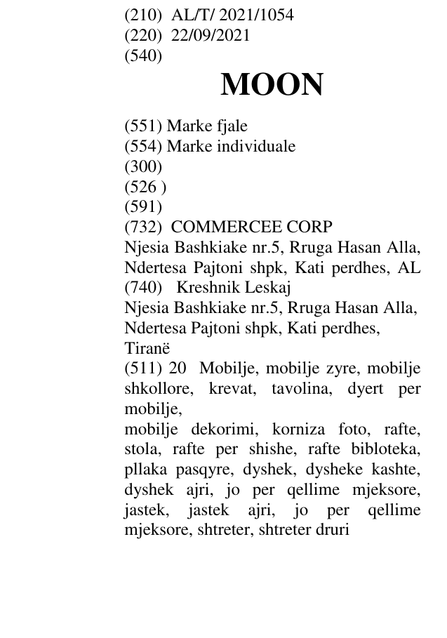 Zëri i markës MOON në buletin