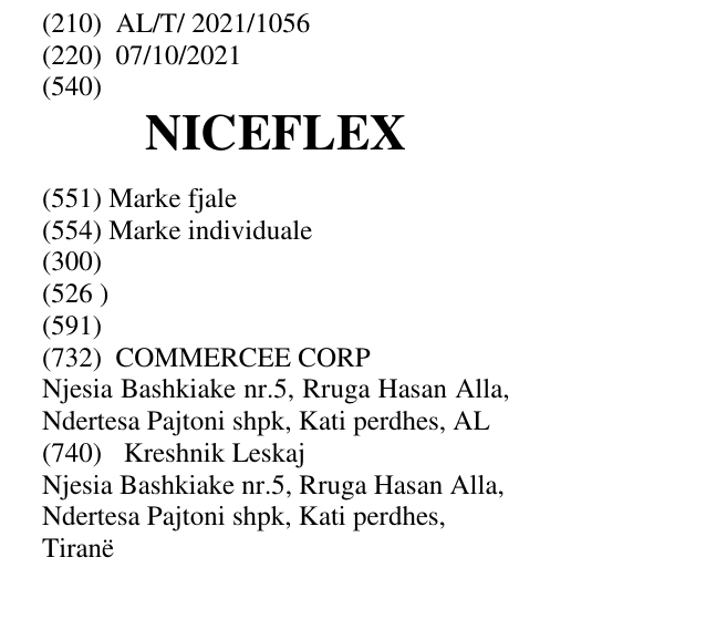 Zëri i markës NICEFLEX në buletin