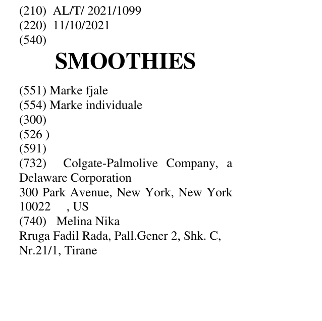Zëri i markës SMOOTHIES në buletin