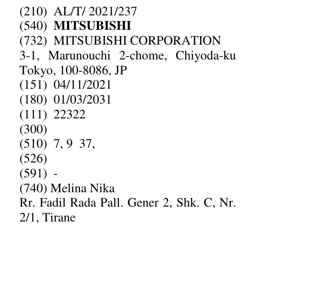 Zëri i markës MITSUBISHI në buletin