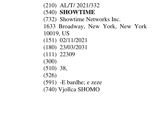 Zëri i markës SHOWTIME në buletin