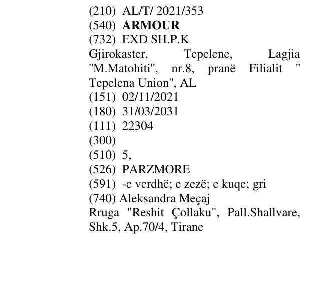 Zëri i markës ARMOUR në buletin