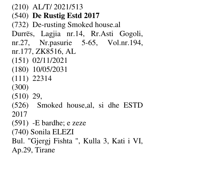Zëri i markës De Rustig Estd 2017 në buletin