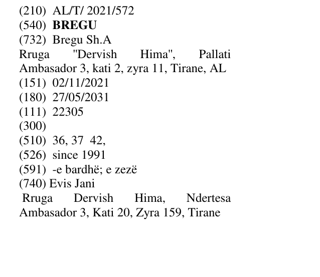 Zëri i markës BREGU në buletin