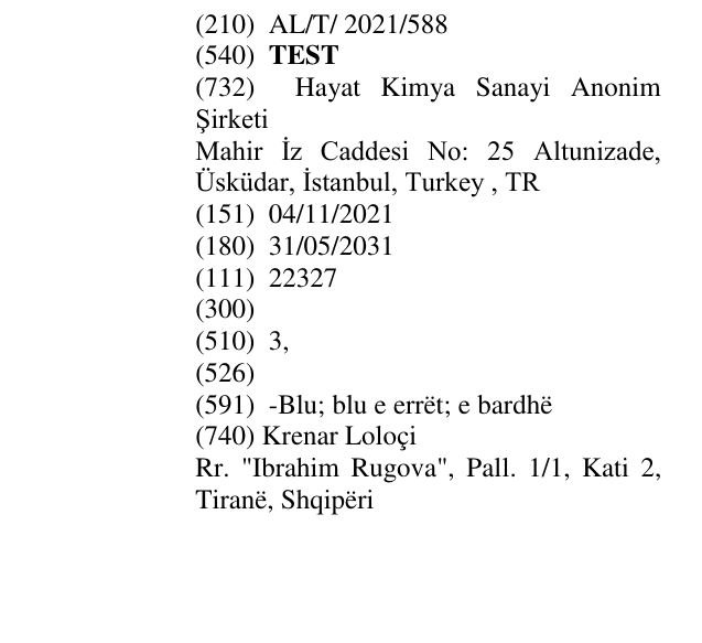 Zëri i markës TEST në buletin