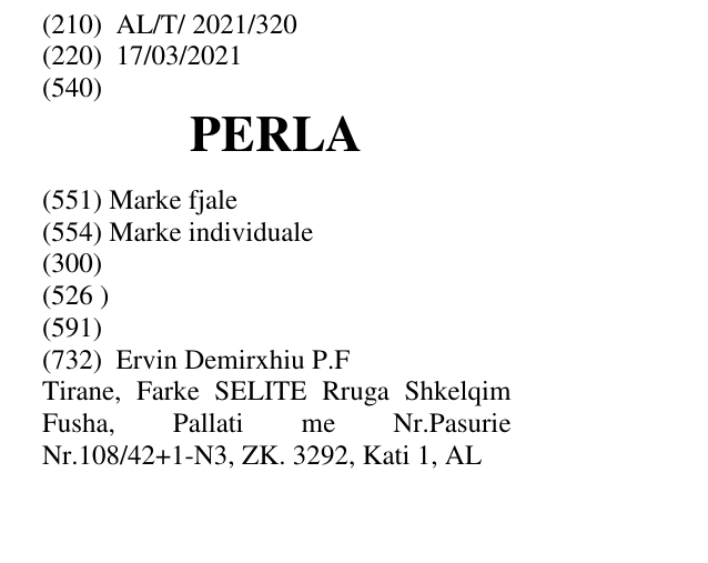 Zëri i markës PERLA në buletin
