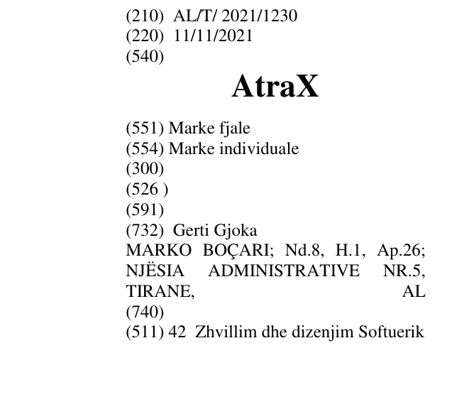 Zëri i markës AtraX në buletin