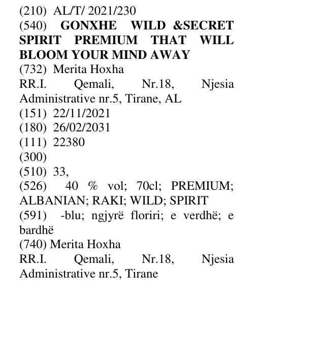 Zëri i markës GONXHE WILD &SECRET SPIRIT PREMIUM THAT WILL BLOOM YOUR MIND AWAY në buletin
