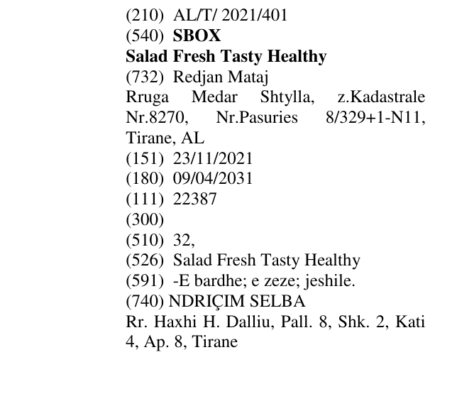 Zëri i markës SBOX Salad Fresh Tasty Healthy në buletin