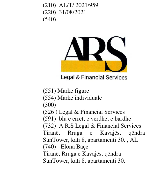 Zëri i markës Legal & Financial Services në buletin
