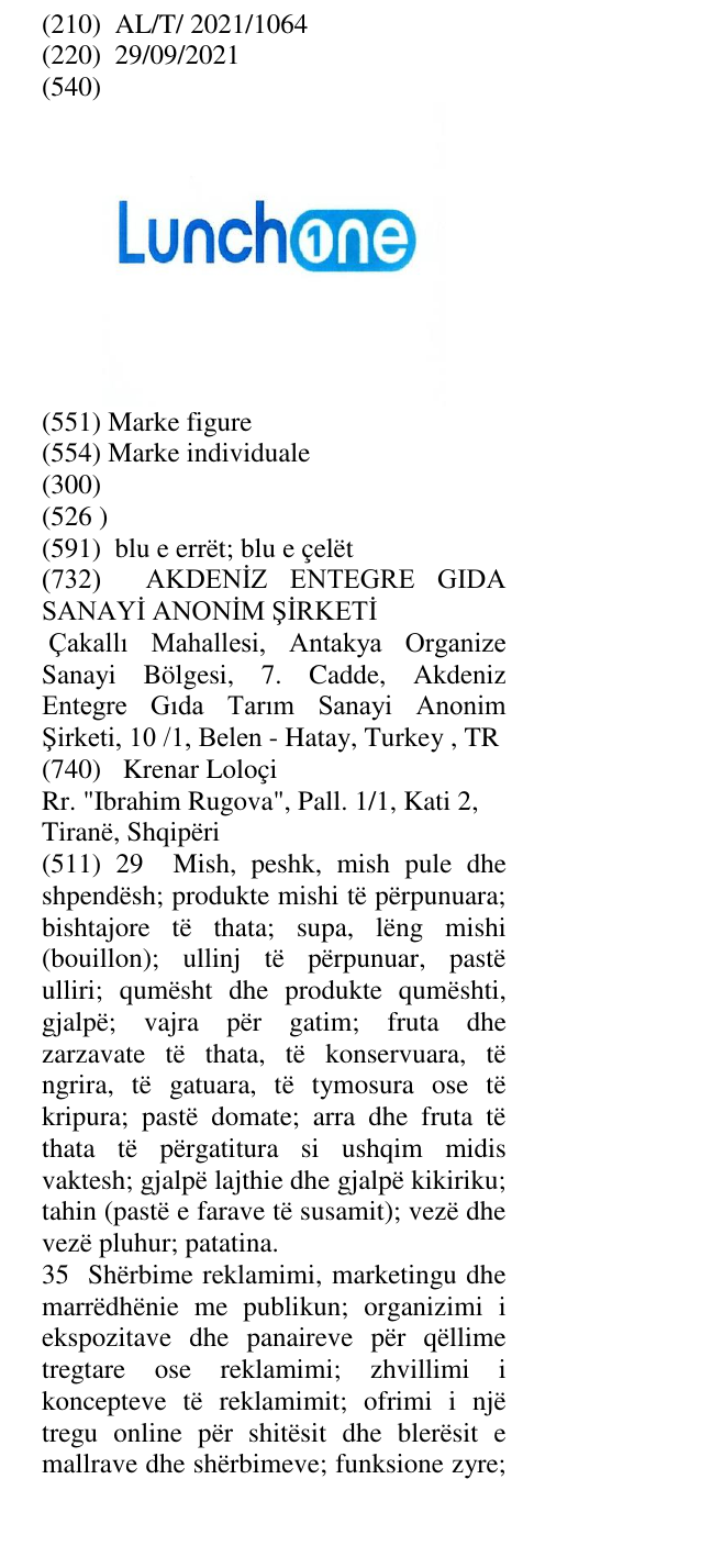 Zëri i markës Lunchone në buletin