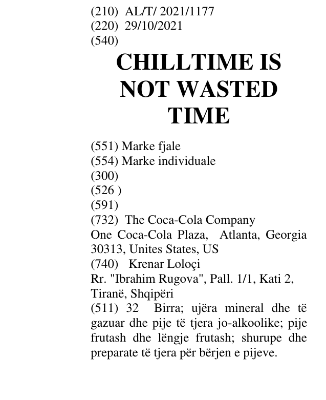 Zëri i markës CHILLTIME IS NOT WASTED TIME në buletin