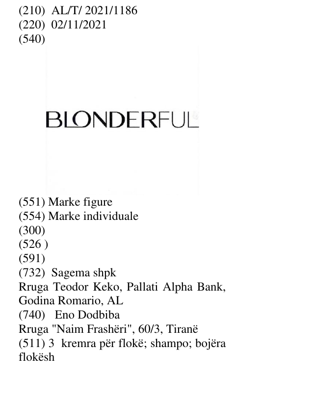Zëri i markës BLONDERFUL në buletin