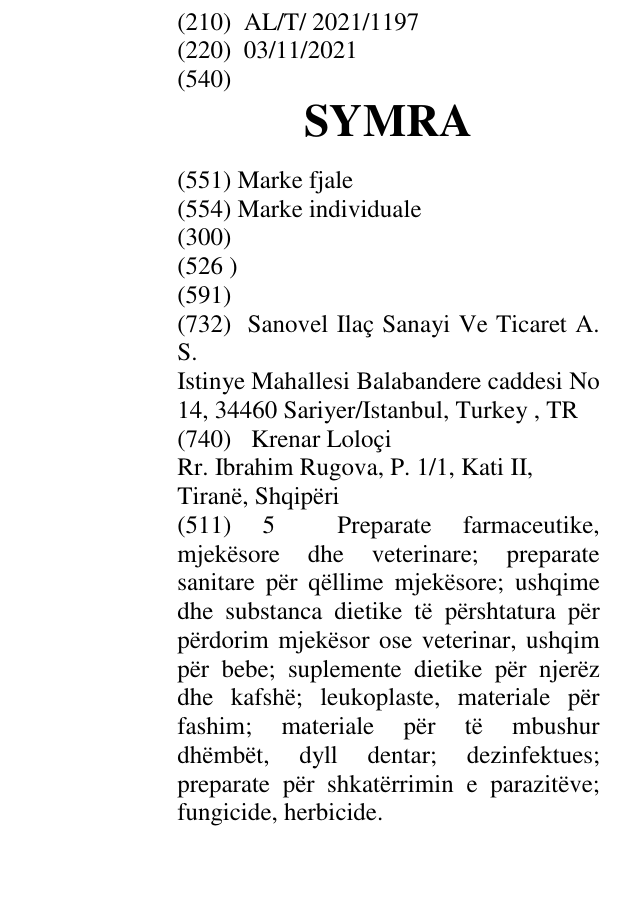 Zëri i markës SYMRA në buletin