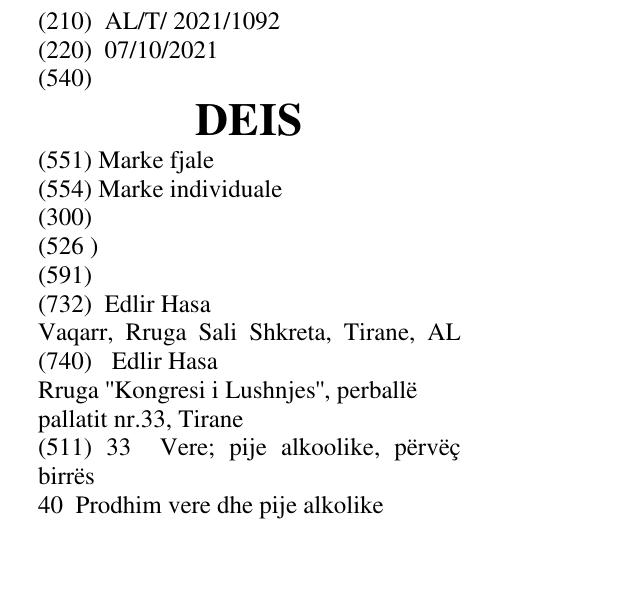 Zëri i markës DEIS në buletin