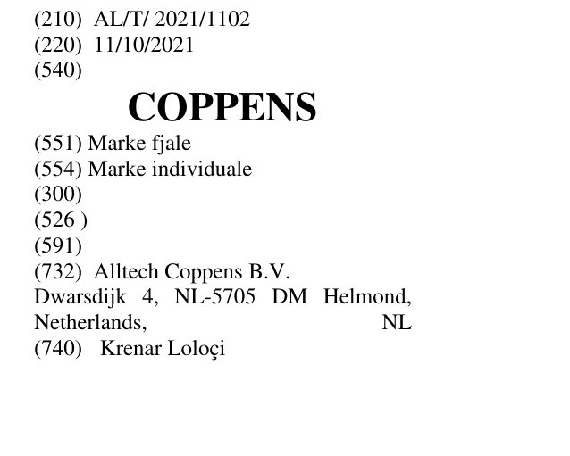 Zëri i markës COPPENS në buletin