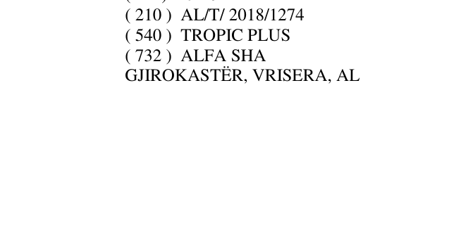 Zëri i markës TROPIC PLUS në buletin
