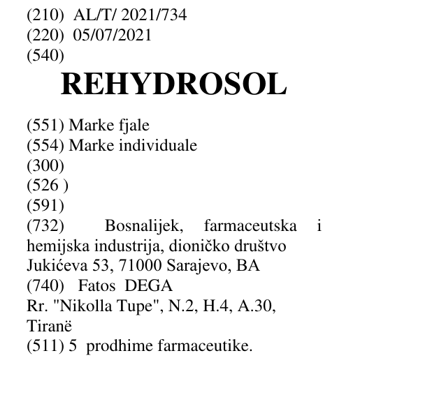 Zëri i markës REHYDROSOL në buletin