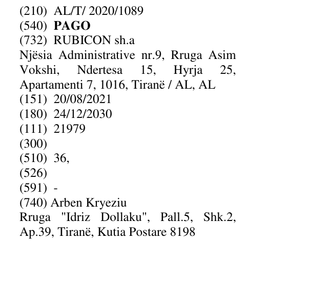 Zëri i markës PAGO në buletin