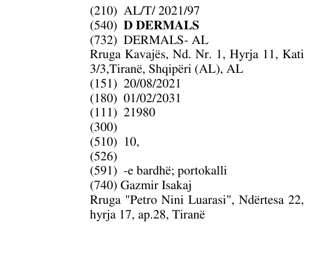 Zëri i markës D DERMALS në buletin