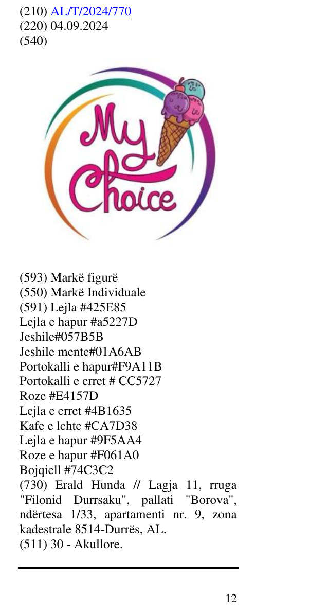 Zëri i markës MY CHOICE në buletin