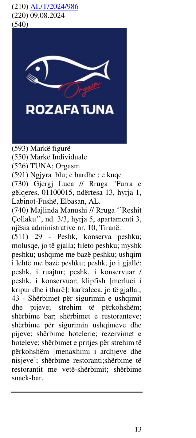 Zëri i markës TUNA; Orgasm në buletin