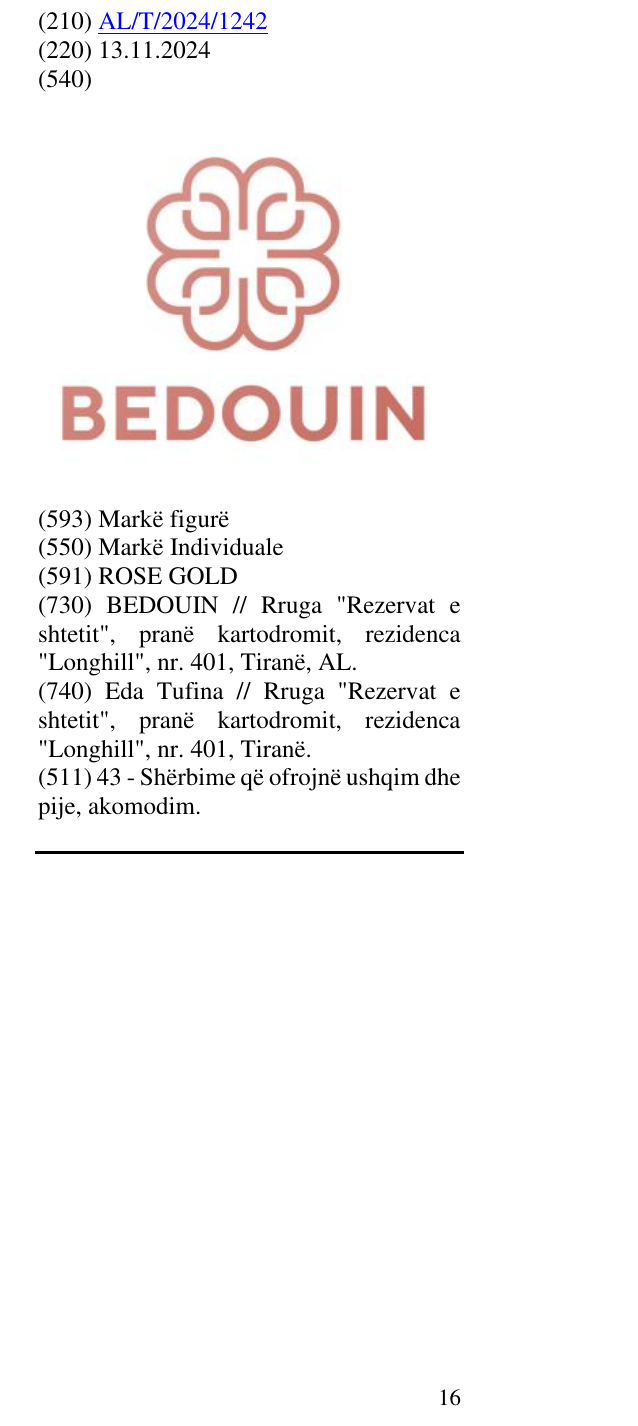 Zëri i markës BEDOUIN në buletin