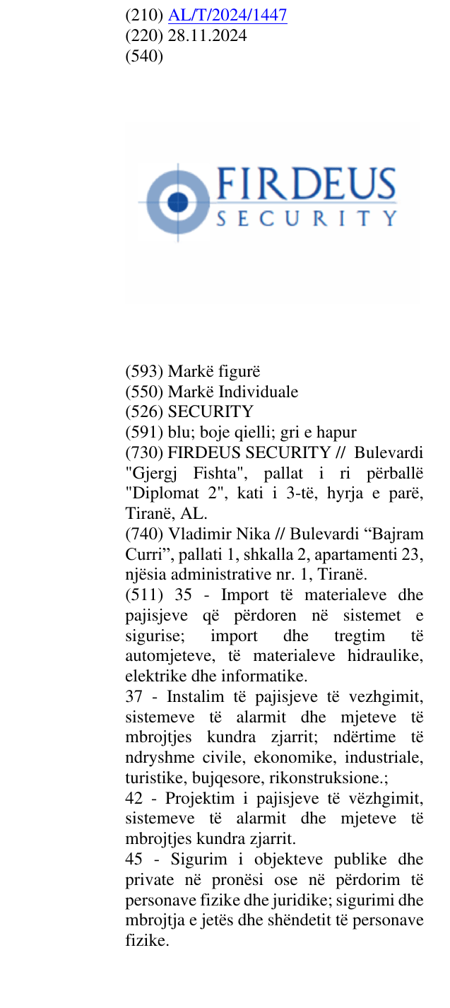 Zëri i markës SECURITY në buletin