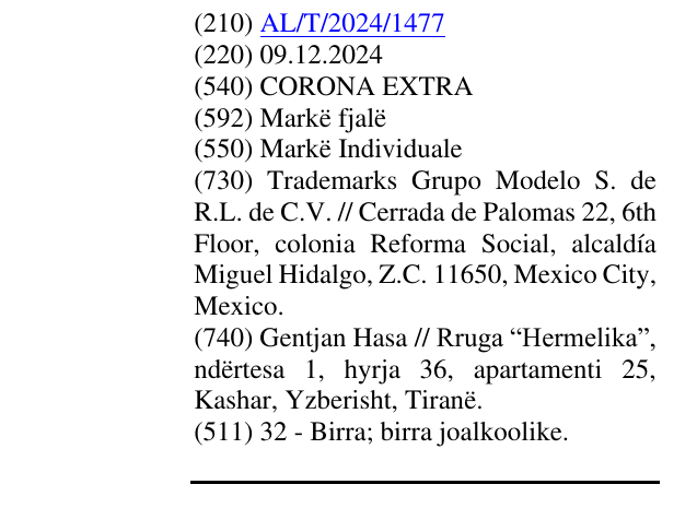 Zëri i markës CORONA EXTRA në buletin