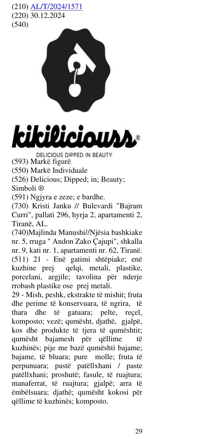 Zëri i markës Delicious; Dipped; in; Beauty; Simboli ® në buletin