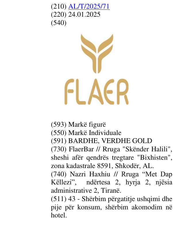 Zëri i markës FLAER në buletin