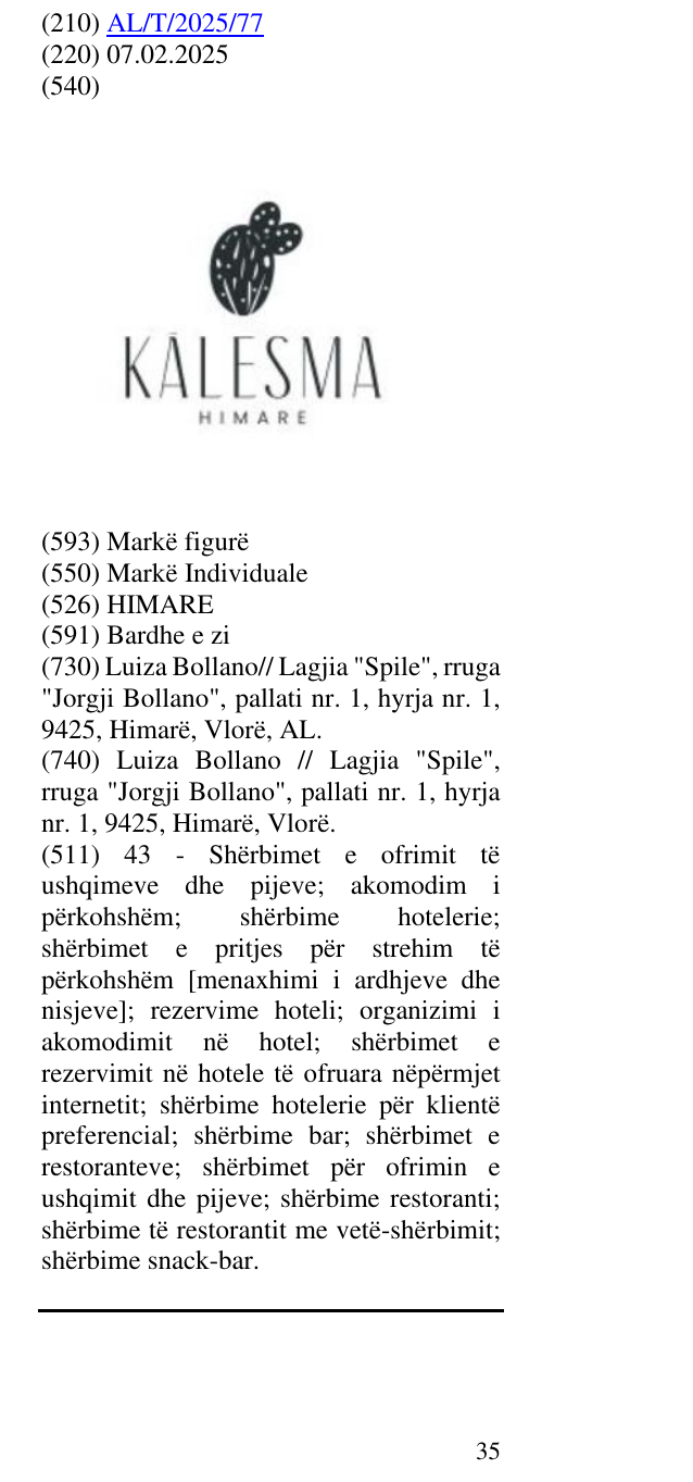 Zëri i markës HIMARE në buletin
