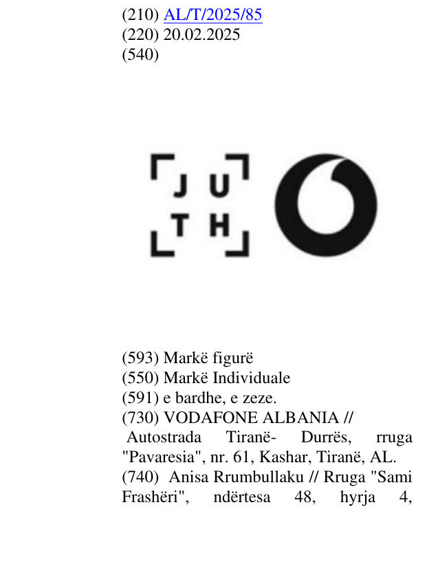 Zëri i markës JUTH në buletin