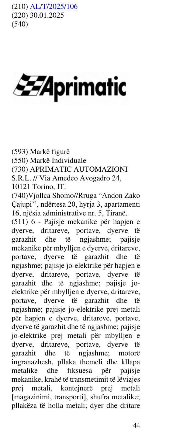 Zëri i markës Aprimatic në buletin