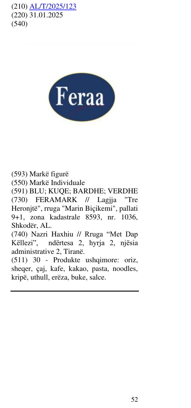 Zëri i markës FERAA në buletin