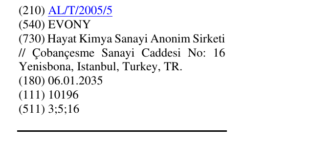 Zëri i markës EVONY në buletin