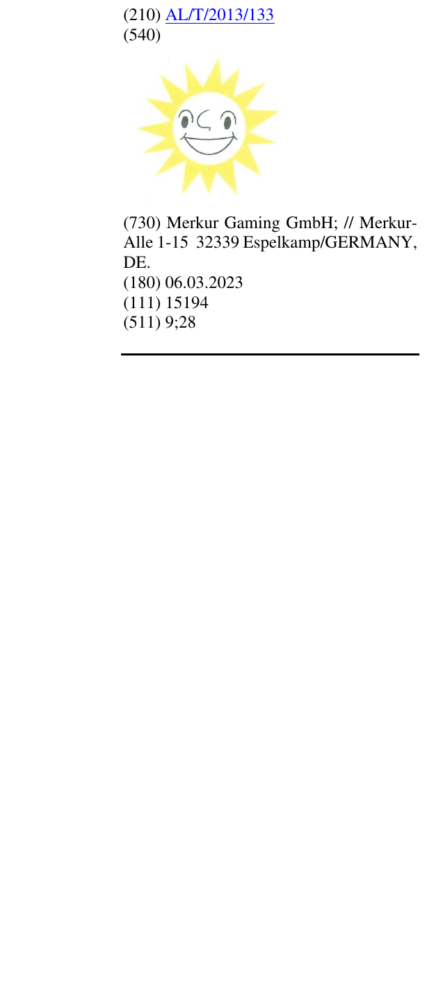 Zëri i markës AL/T/2013/133 në buletin