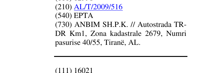 Zëri i markës EPTA në buletin