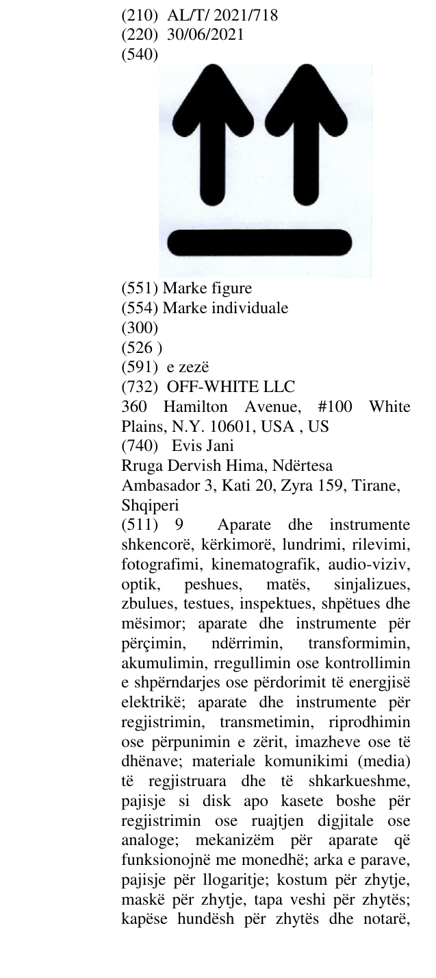 Zëri i markës AL/T/2021/718 në buletin