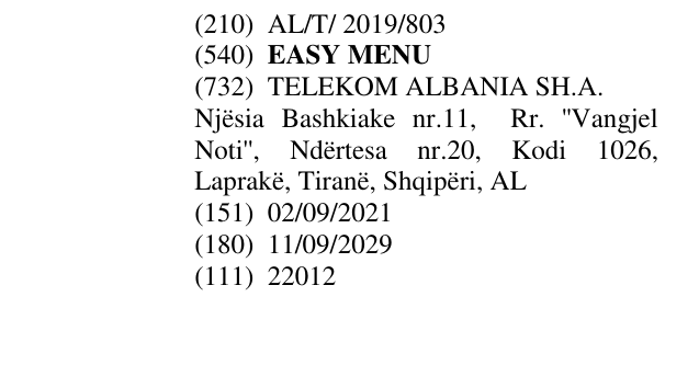 Zëri i markës EASY MENU në buletin